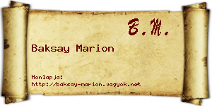 Baksay Marion névjegykártya
